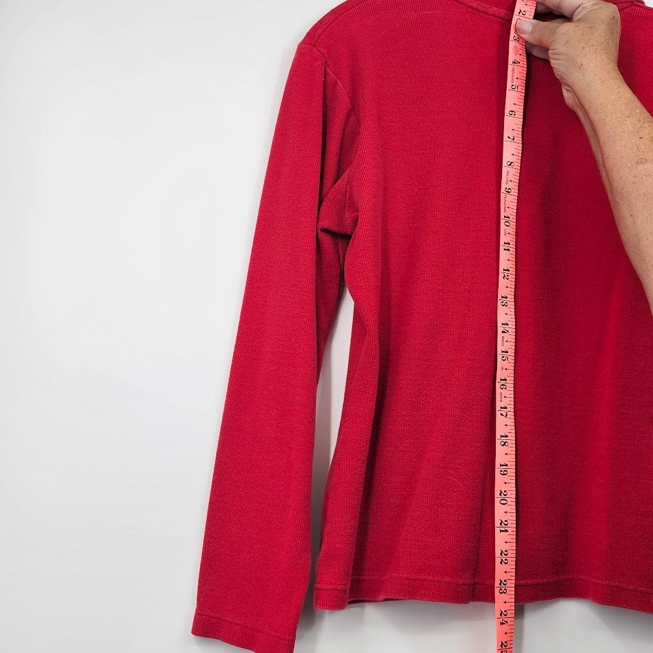 Vintage 90s The Limited Sweater Women’s L Red Button Front Collared Cotton Made in Korea