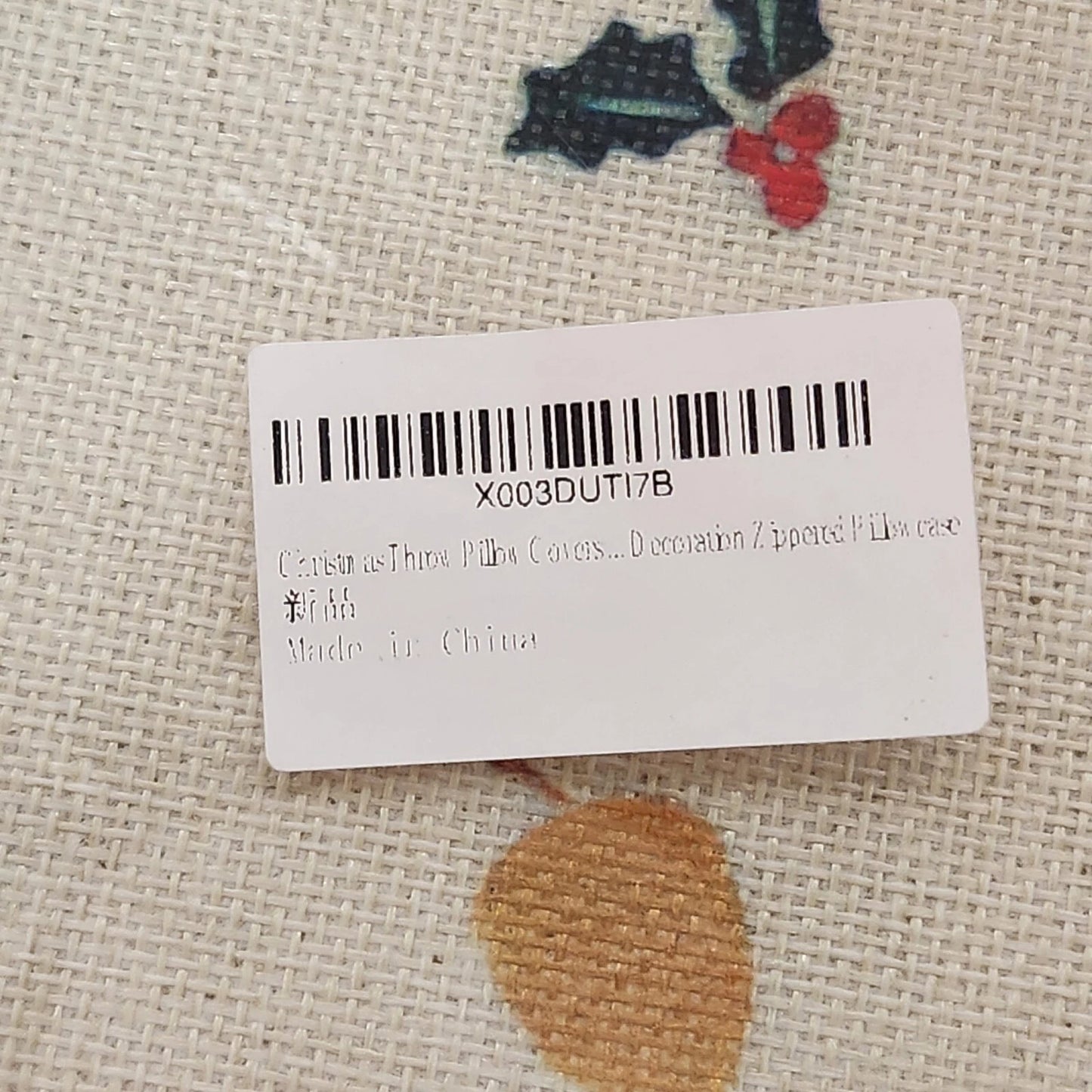 4 Burlap Christmas Pillow Covers 17.5" Sq Red Beige White Holiday Cushion Shams