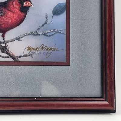 "Red Splendor" Signed Cardinal Print by James Meger | Matted & Framed 9” x 11” Wildlife Art | Bird Lover Gift | Nature Wall Decor