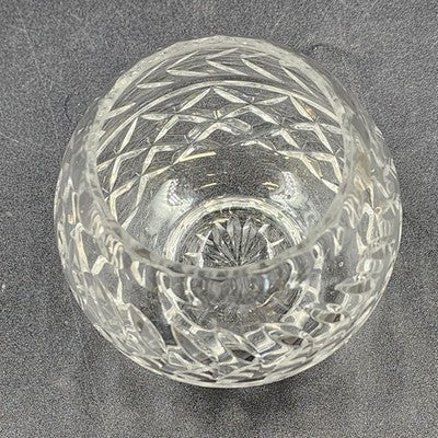 24% Lead Crystal Bowl Vase Hand Cut Clear Round 3.25" Footed Poland