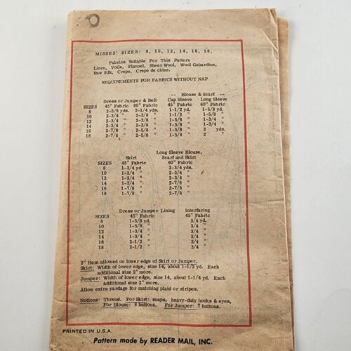 Let's Sew A589 Vintage Sewing Pattern Women's Dress Jumper Skirt or Blouse Sz 18