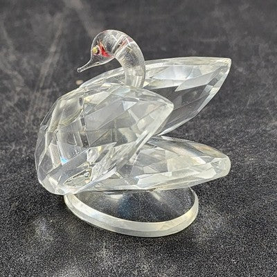 Swarovski Crystal Swan Figurine 2" with Red Eyes Elegant Collectible Vtg Decor