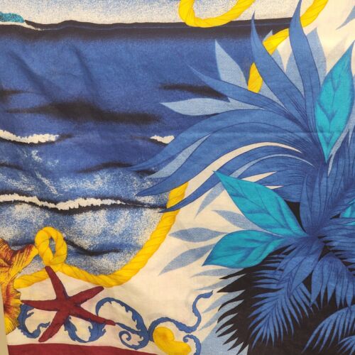 Multicolor Tropical Scene Linen Tablecloth 60 x 44 inches Vintage Lightly Used