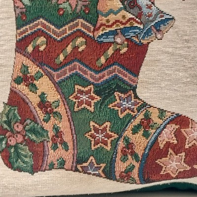 Heckathorn Christmas Stocking Tote Bag Lined w/ Zipper Pocket Shoulder