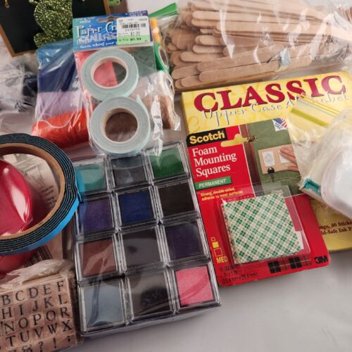 Big Lot Craft Supplies Vintage Thread Sewing Items Rubber Stamps Scrapbooking
