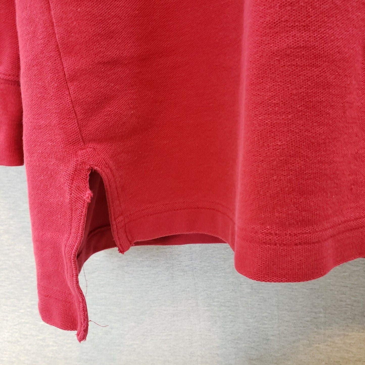 Cotton Traders Mens XL Shirt Long Sleeve Polo Rugby Solid Red 6 Button