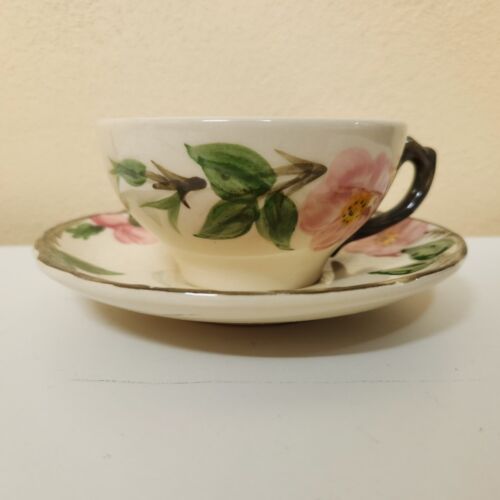 Flat Cup & Saucer Set Franciscan China Desert Rose Pattern USA Oven Safe Vintage