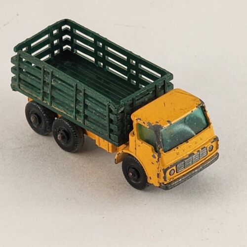 Matchbox Series No 4 Stake Truck Yellow Cab Green Bed Black Tires Lesney England