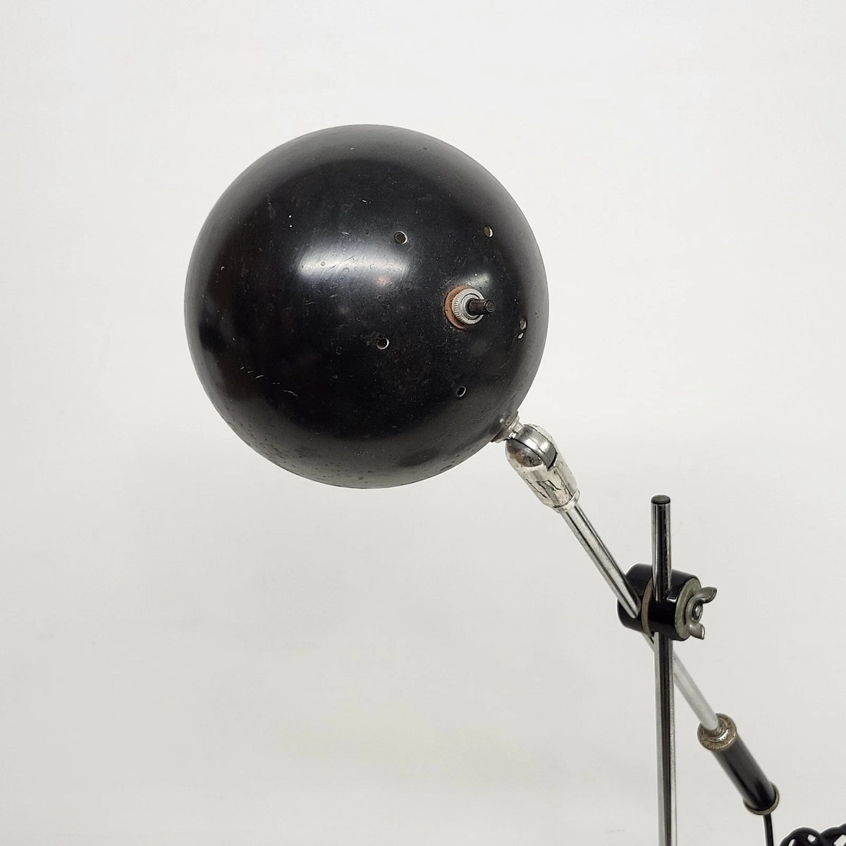 Robert Sonneman Orbiter Eyeball Desk Lamp Black Chrome Articulating '50s USA 22"