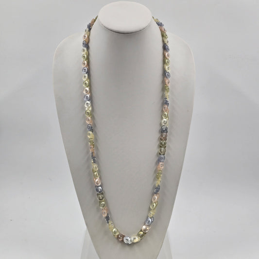 Multicolor Shiny Infinity Plastic Button Beaded with Silver Tone Bead Necklace