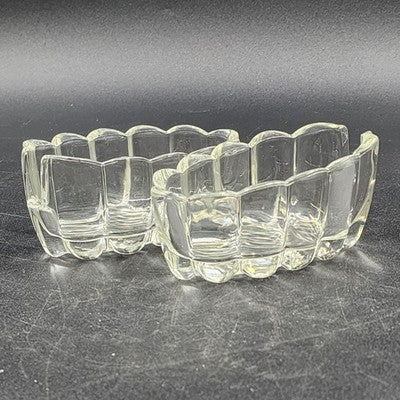 2 Princess House 438 Crystal Utensil Holders Buffet Server Spoon Fork Rests
