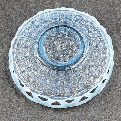 Imperial Katy Blue Bowl Opalescent Diamond Lace Edge Depression Glass 6" Vintage