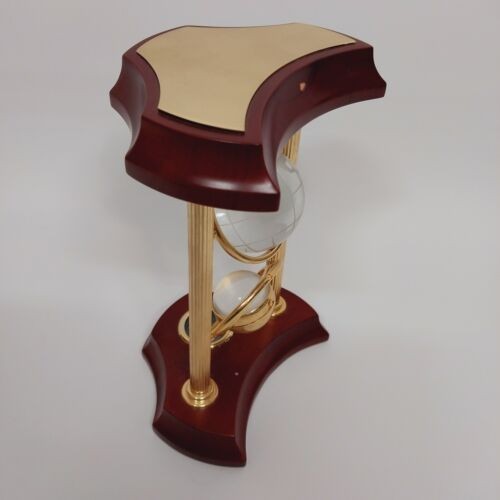 Bulova Wrexham Sphere Clock Gyroscope w Crystal Globe & Compass Wood Brass Frame