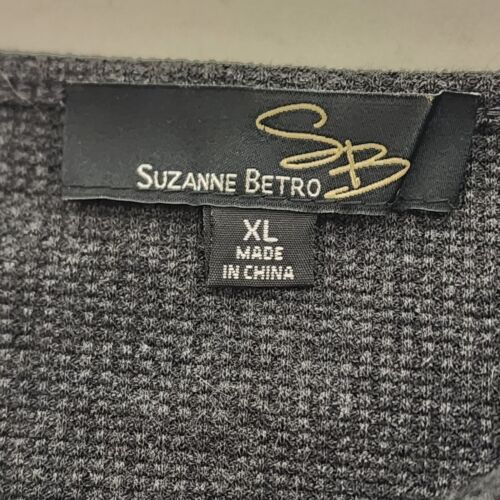 Suzzane Betro Charcoal Grey Pullover Tunic with Lace Accent XL V Neck 27" Back