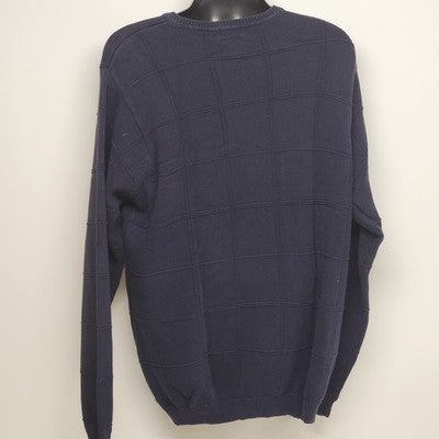 IZOD Sweater Blue Pullover Men's XLT Crewneck Cotton Long Sleeve Square Design