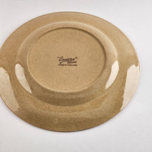 Omar Ware English Stoneware Snack Plate 7.5" Beige w/ Orange Trim England