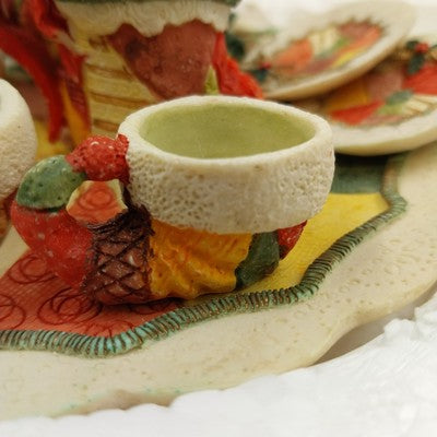 Popular Imports Mini Tea Set Bear Snowman Quilt 5.5" Resin Decor