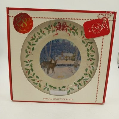 Lenox 2018 Annual Collection Christmas Plate 28th Series Numbered Cabin Deer
