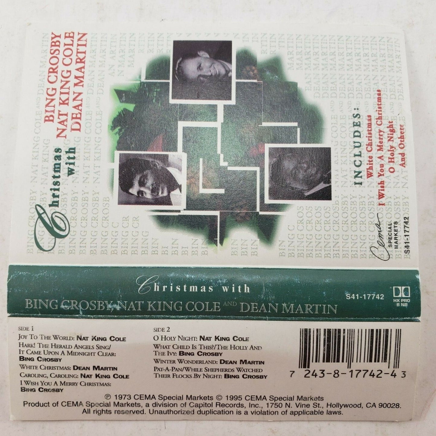 Christmas with Bing Crosby Nat King Cole & Dean Martin Cassette White Christmas