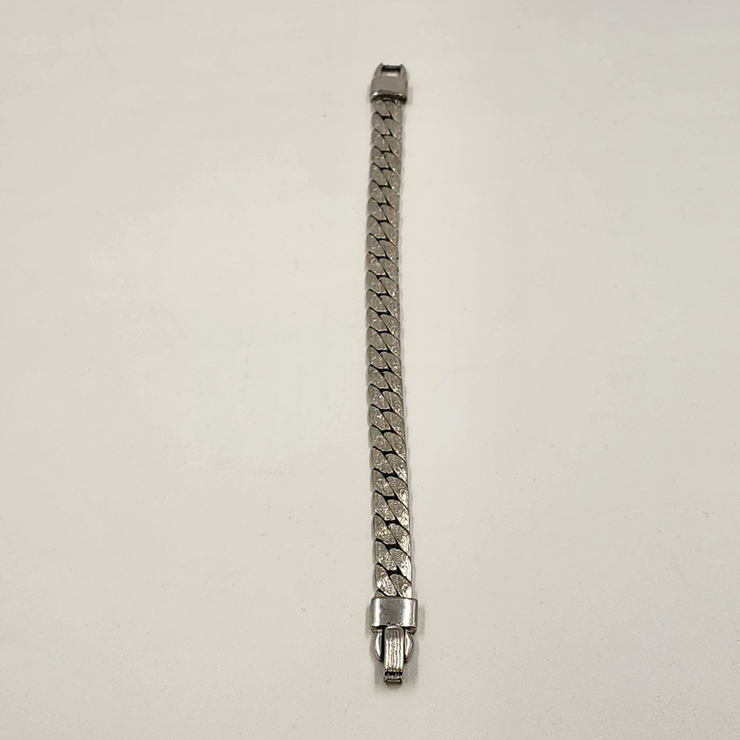 Silver Tone Miami Cuban Chain Link Flat Byzantine Bracelet for Men 7"