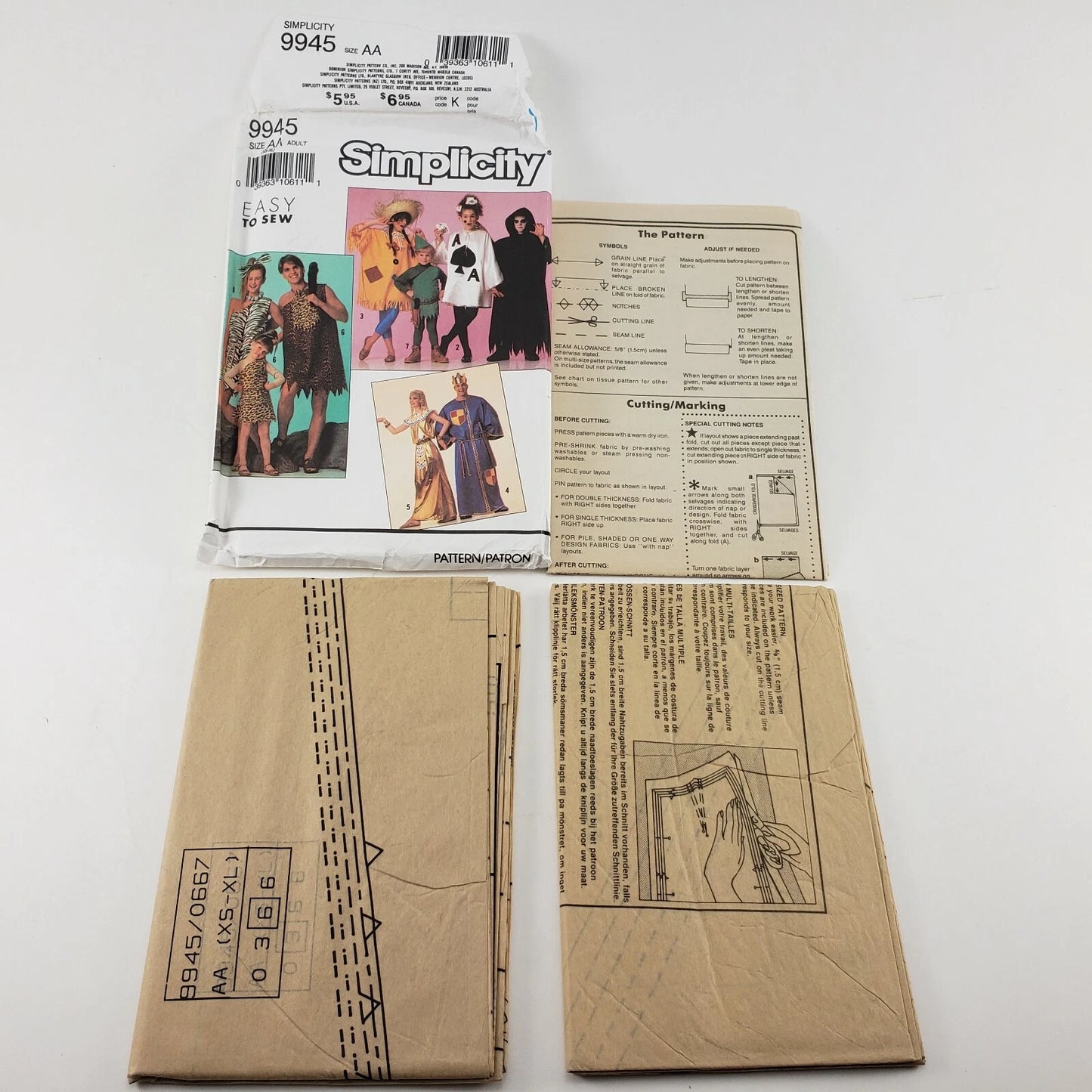 Simplicity 9945 Sewing Pattern Uncut Adult Costume Cave Person Queen King Reaper