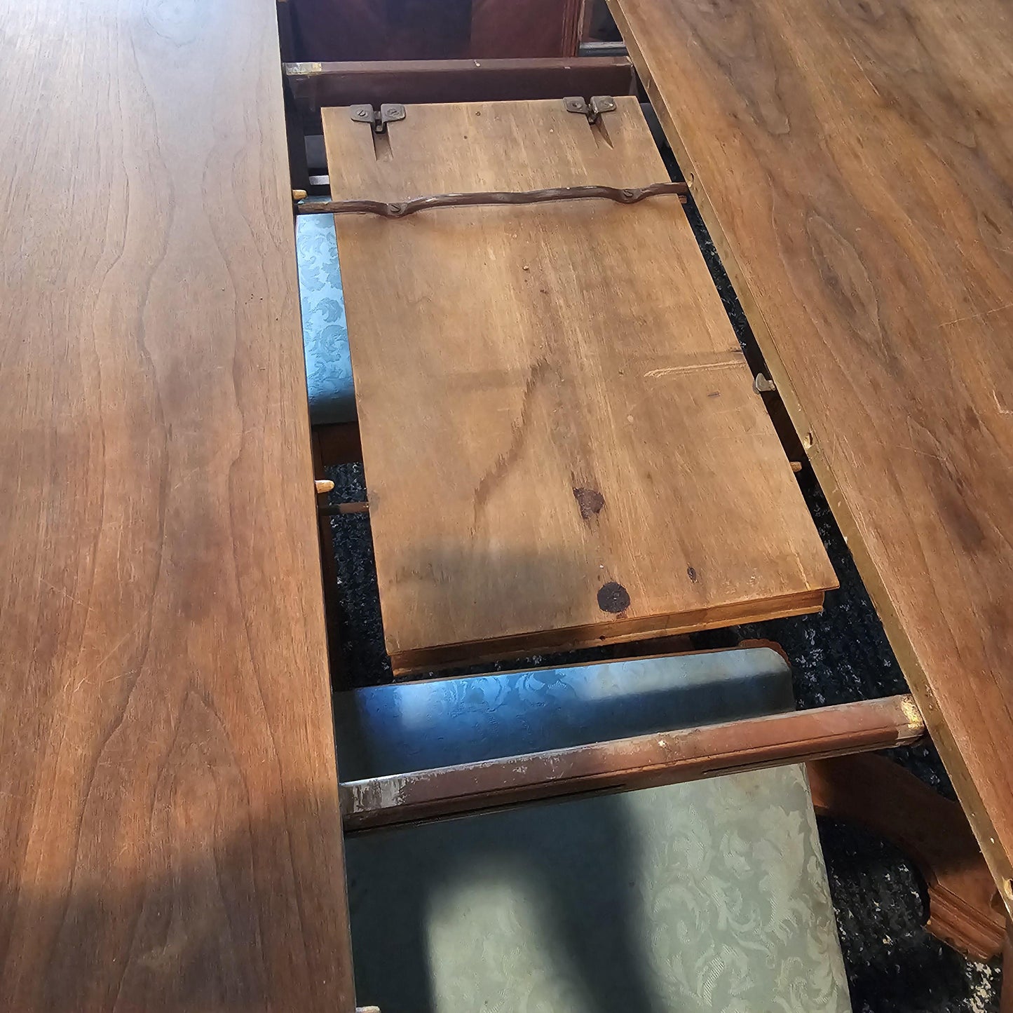 Antique Mahogany Double Pedestal Dining Table Set 1900s w/6 Chairs & Leaf