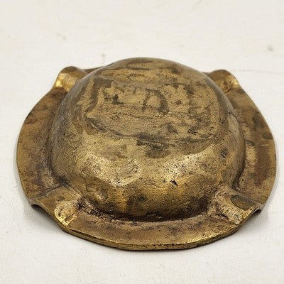 Bronze Brass Ashtray 5.5" Relief Solid Etched Casting Figures Ornate Oval Shape