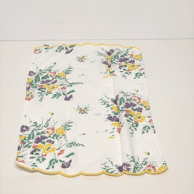 2 Rectangle Floral Doily Dresser Scarves Scalloped Edge Polyester & Cotton Italy