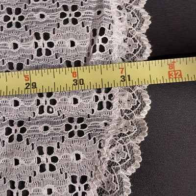 Matching White Table Runner w Two Round Lace Crocheted Eyelet Ruffled Doilies