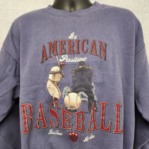 Baseball An American Pastime L Men's Sweatshirt Navy Blue Players By Van Heusen