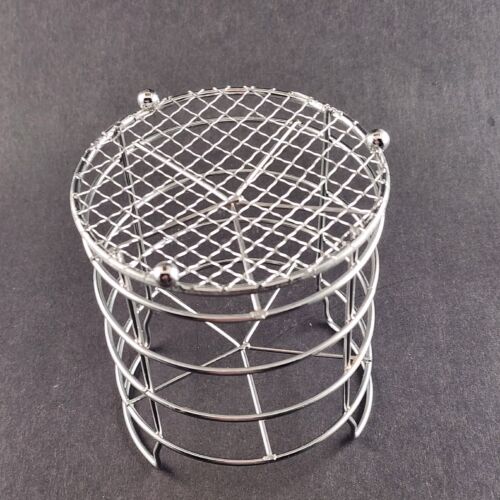 Stainless Steel Flatware Wire Caddy Round Divided Wire Mesh Base Footed 4" x 5"H