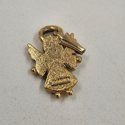 Jewelry Lot 2 pc Brooch Gold Tone Angel Lapel Pin & Rhinestone Angel Pendant
