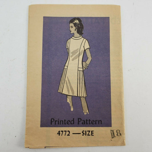 Printed Pattern 9772 Size 18 Vintage Mail Order Sewing Pattern 1971 Dress Cut