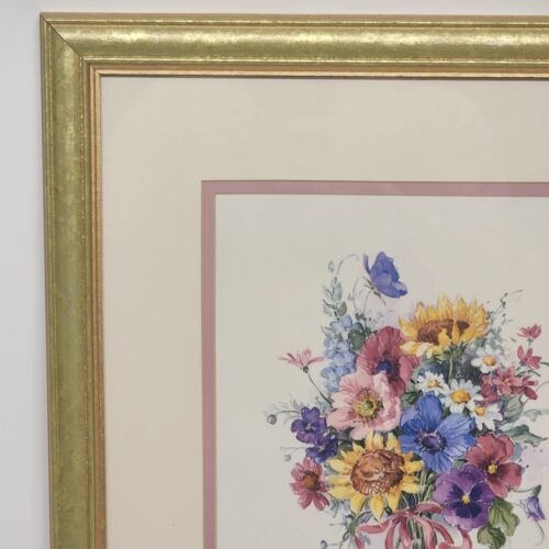 Rose Ribbon Framed And Matted Print by Barbara Mock Wall Art 16"w x 18"h Vintage