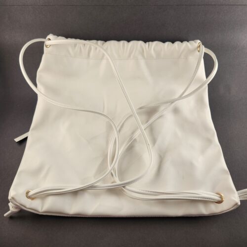 ALDO 15" White and Black Drawstring Backpack Zipper Pockets Drawstring Closure