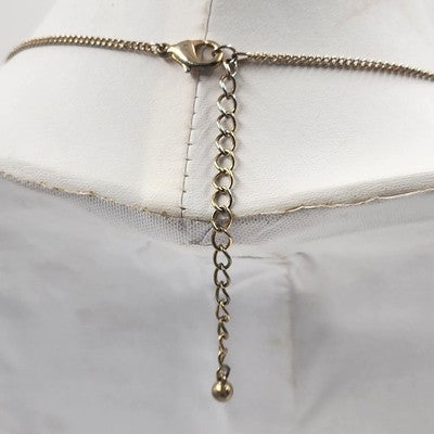 Gold Tone Curb Link Chain w Round Gilded Circle Open Loops Pendant 20" Necklace