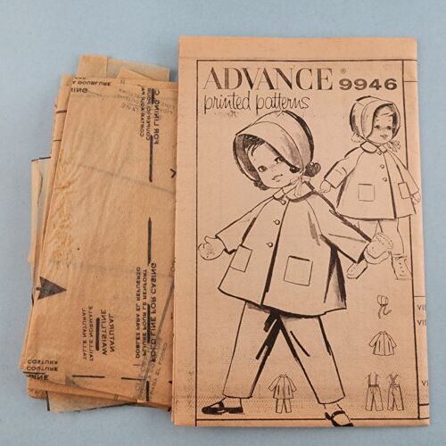Advance 9946 Vintage Sewing Pattern 1961 Toddlers Coat Pants and Bonnet Size 2