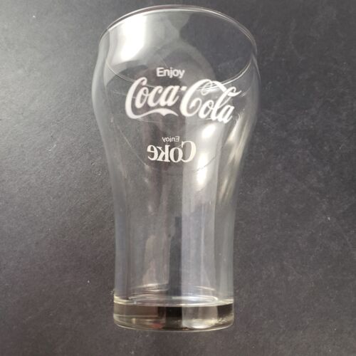 6 Fountain Style Coca-Cola 5" Clear 11 Ounce Drinking Glasses Vintage Enjoy Coke