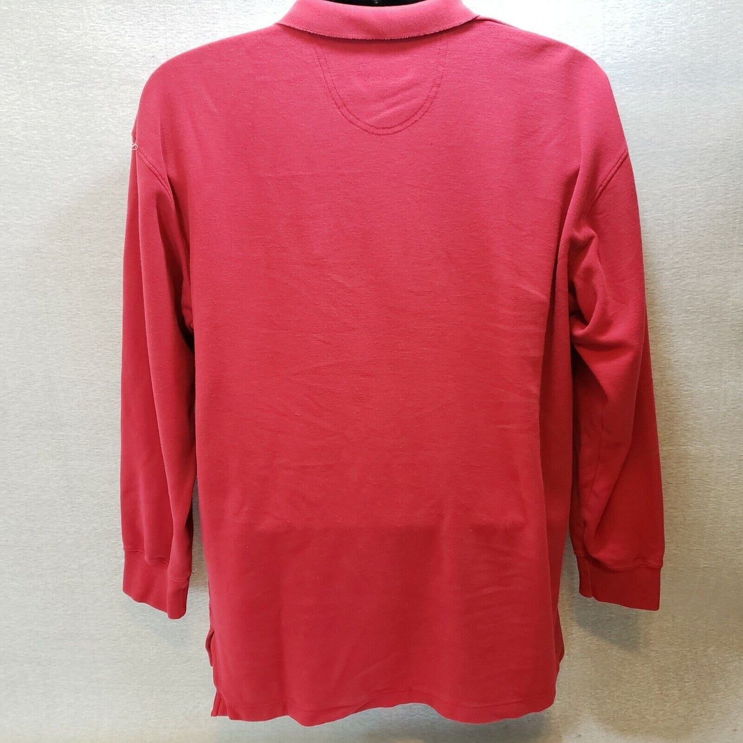 Cotton Traders Mens XL Shirt Long Sleeve Polo Rugby Solid Red 6 Button