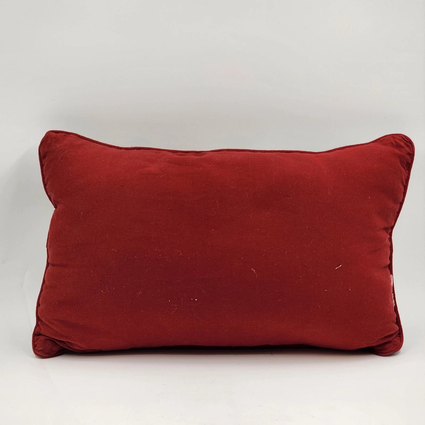 Christmas Joys Throw Pillow Red Back Holly Berries Holiday Decor 18" x 11"