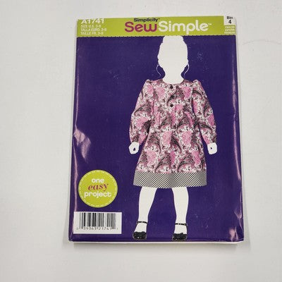 Simplicity Sew Simple A1741 Girl’s Dress Sewing Pattern 2012 Uncut Sizes 3-8