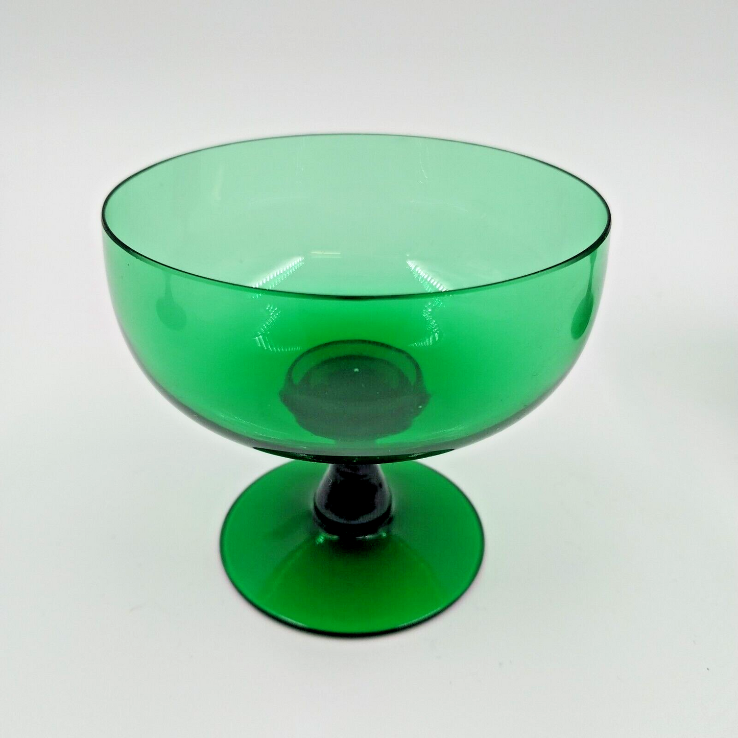 Set of 3 Sherbet Cups Green Depression Stemmed Foot Uranium Glass 3.5" VTG