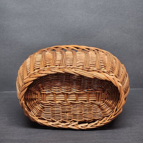 Unbranded Brown Woven Straw Wicker Market Basket French Style Vintage w Handle