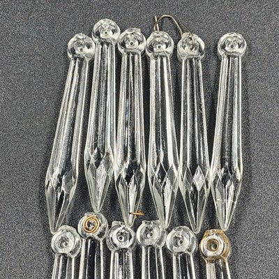 12 Rock Icicle Spear Drop Chandelier Crystals 3.2" Glass Prisms