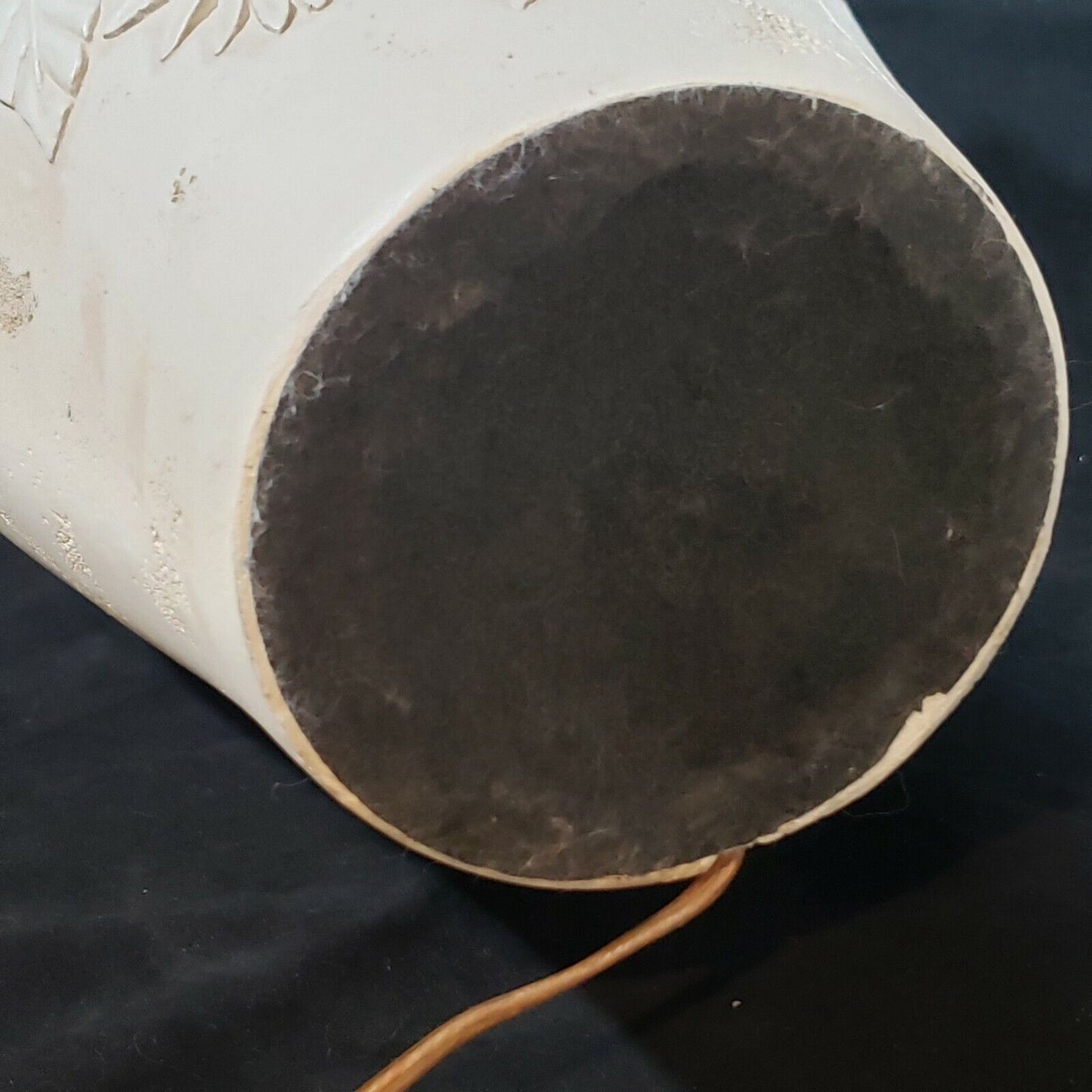 Vintage White Composite Ginger Jar Table Lamp Decorative White Flowers 20" 14 Lb