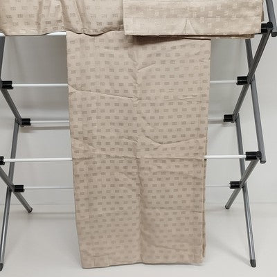 One Pair Khaki Beige Cafe Curtains w Valance Rectangle Geometric Pattern 27"x20"
