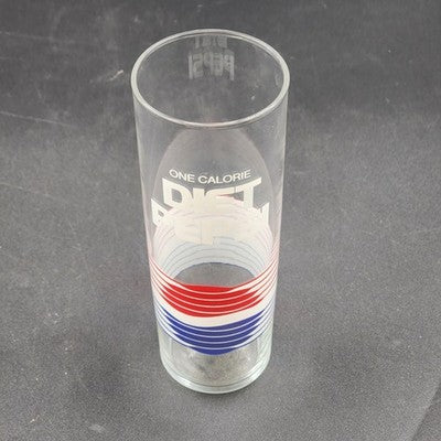 Clear Diet Pepsi One Calorie Clear Glass w Classic Logo Design 10oz Vintage 60's