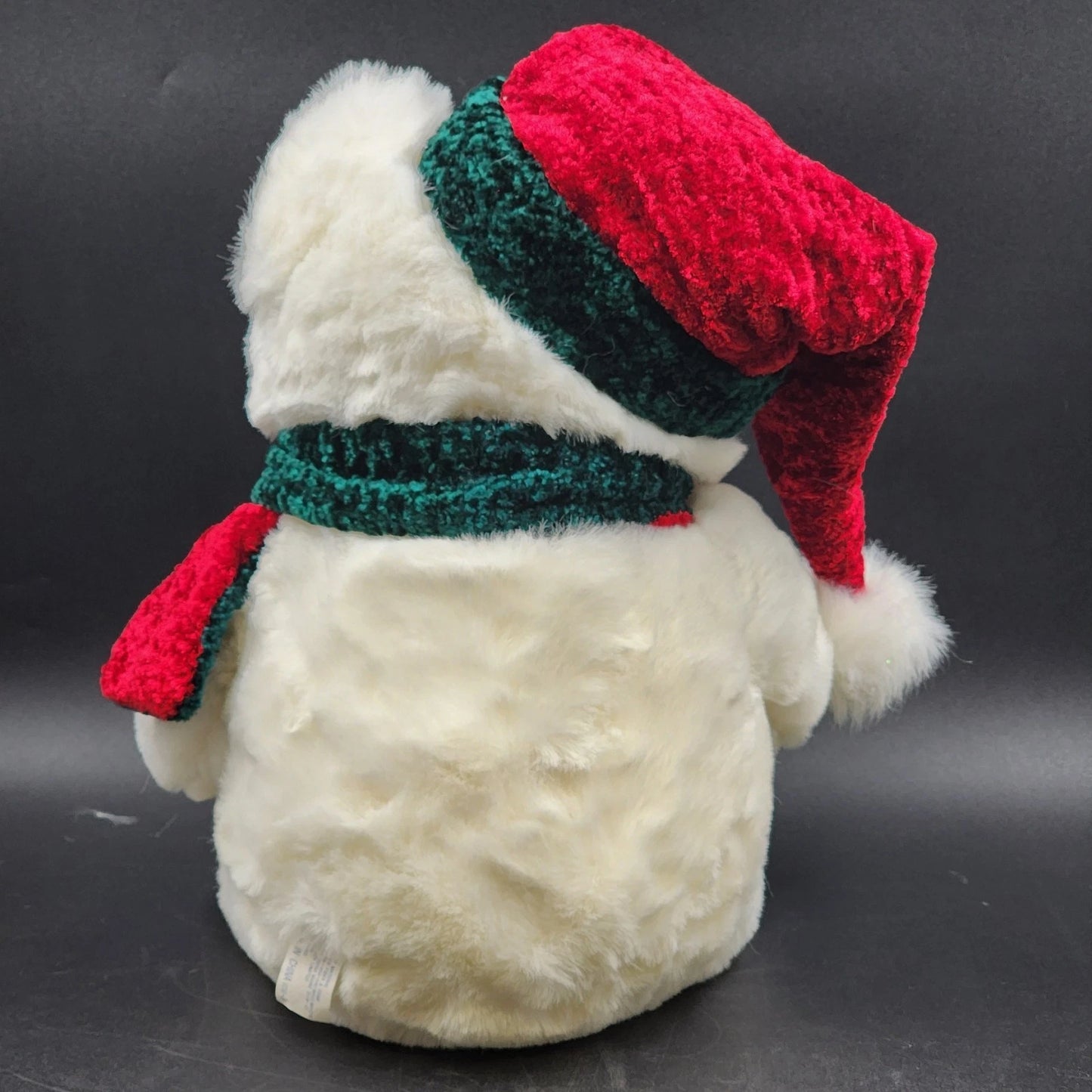 Santa Bear 2001 Kmart Christmas Plush Collectible White Teddy w Hat & Scarf 15"