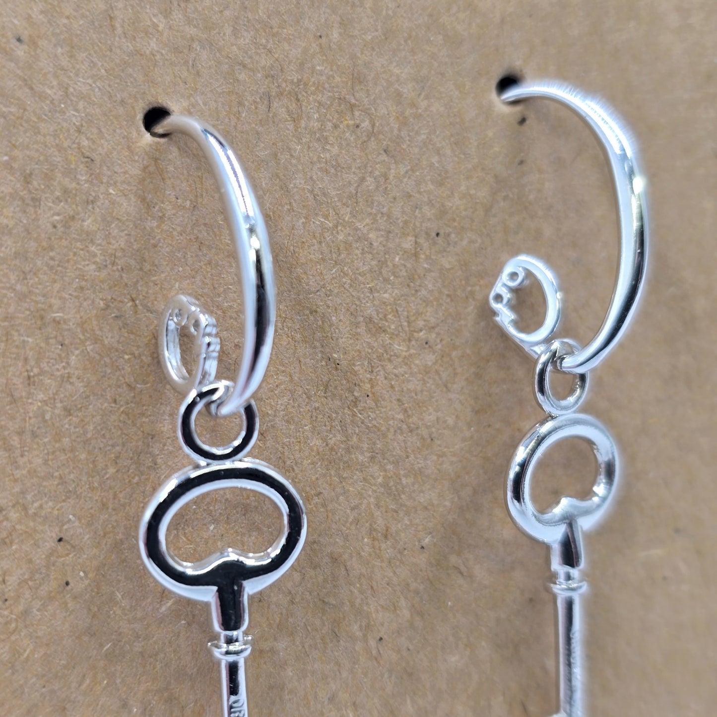 Origami Owl Authentic Silver Tone Classic Traditional Keys Dangle Earrings