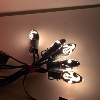 Halloween 10 Bulb Novelty Lights Ghosts and Pumpkins Vintage Tested & Working